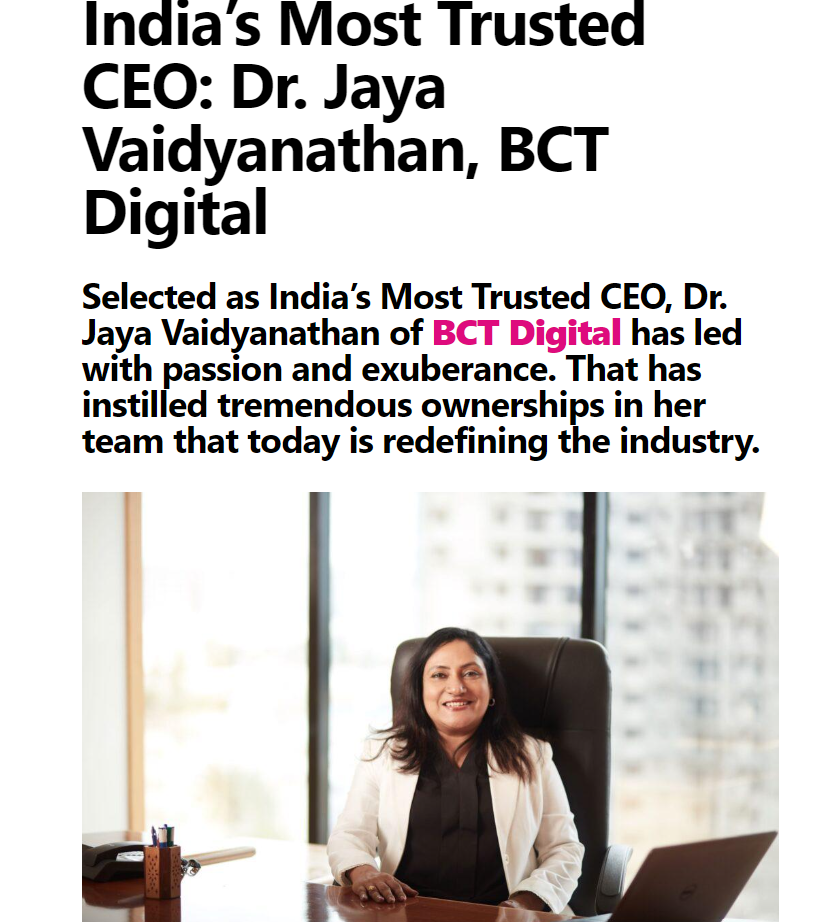 India’s Most Trusted CEO Dr. Jaya Vaidyanathan, BCT Digital