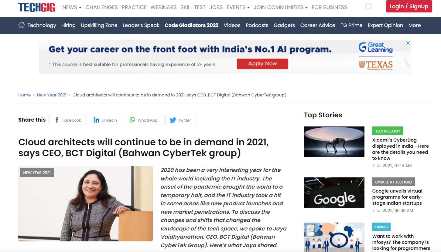 Cloud architects will continue to be demand in 2021 BCT Digital